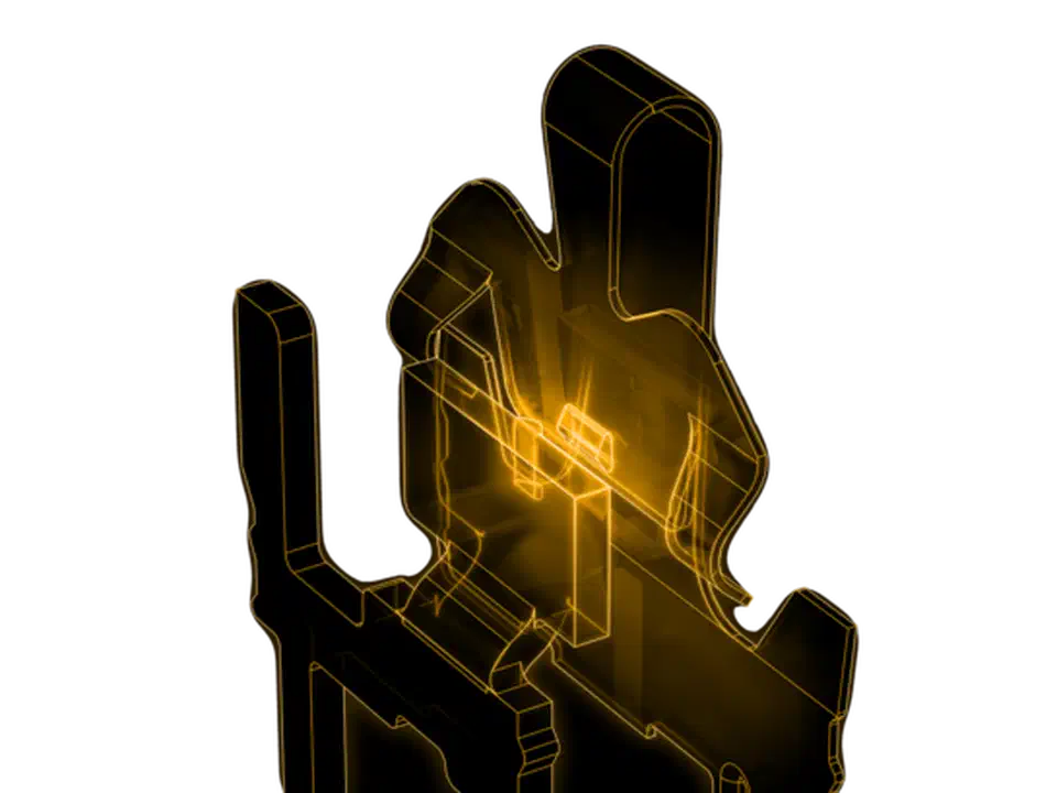 Cutaway render of the MX2A Gold Cross Point Contact inside the switch