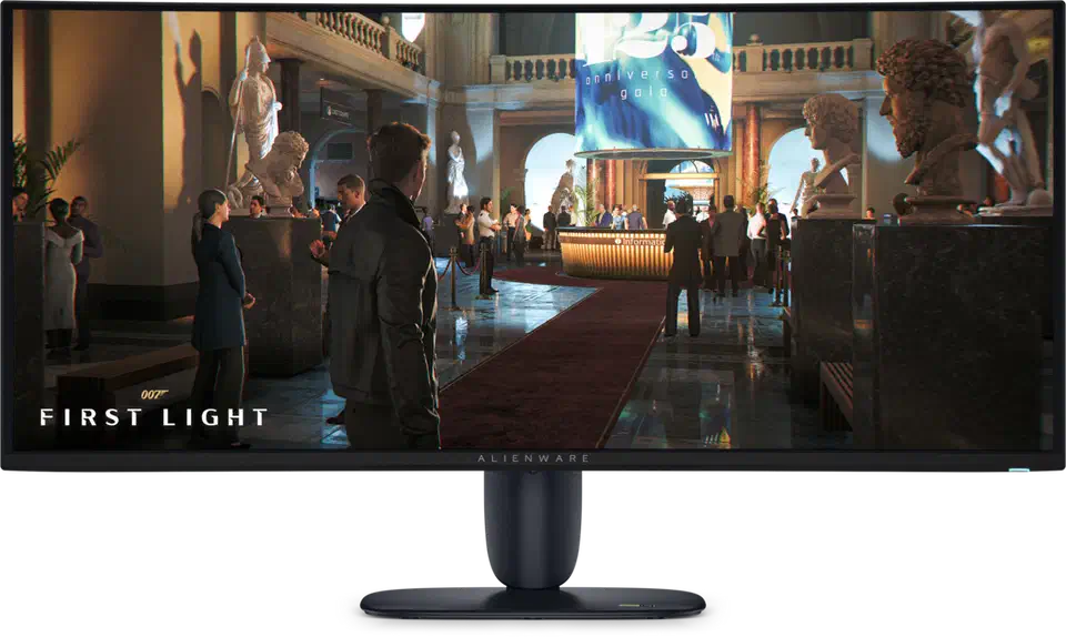 Alienware AW3426DW angled three-quarter view showing the 1800R curve