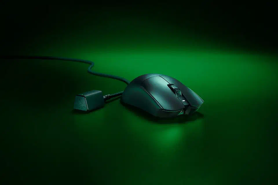 Razer Viper V3 Pro gaming mouse in black, a symmetrical low-profile shell photographed from the side against a plain background