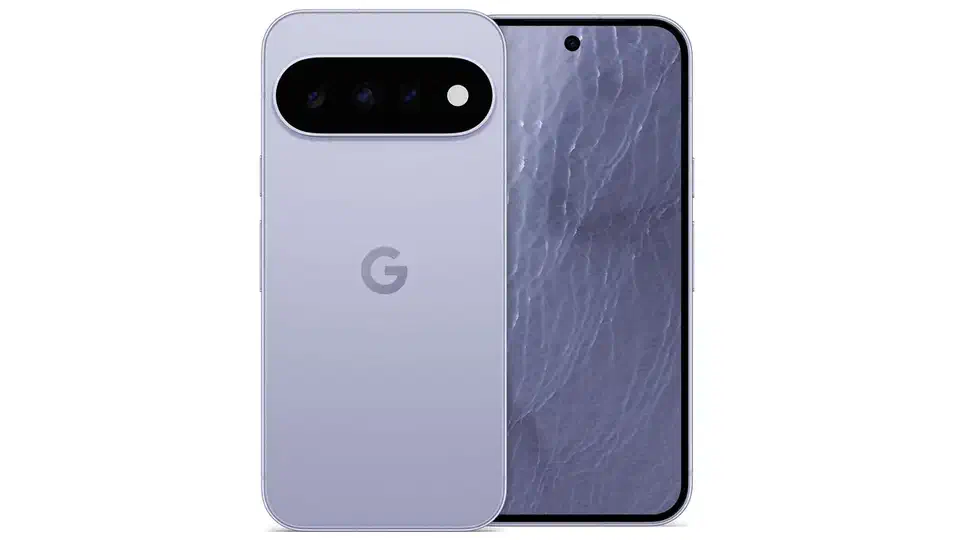 Google Pixel 11 in Frost showing the front screen and the rear with its full-width pill-shaped camera bar