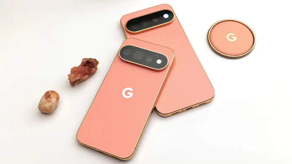 The Pixel 11 Pro and Pixel 11 Pro XL held side by side, showing the front displays and slim frames