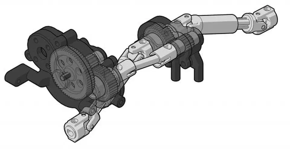 Cutaway illustration of the Enduro24 drivetrain showing the forward motor, transmission and center-mounted divorced transfer case