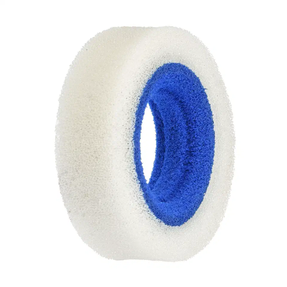 Pro-Line dual-stage 1.0 inch foam insert with a white soft open-cell outer sleeve around a firm blue closed-cell inner ring