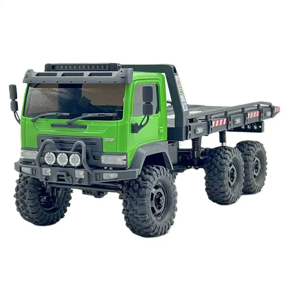 Hobby Plus CR18P Arktos 6x6 flatbed crawler with pull-out ramps and a rear winch on its cargo bed